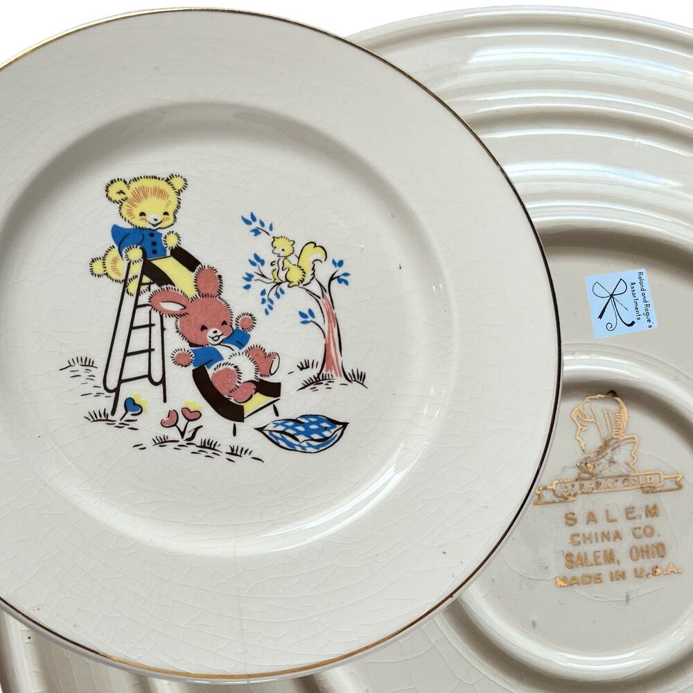 Salem China Company 23K Gold Bear Squirrel Bunny Plate